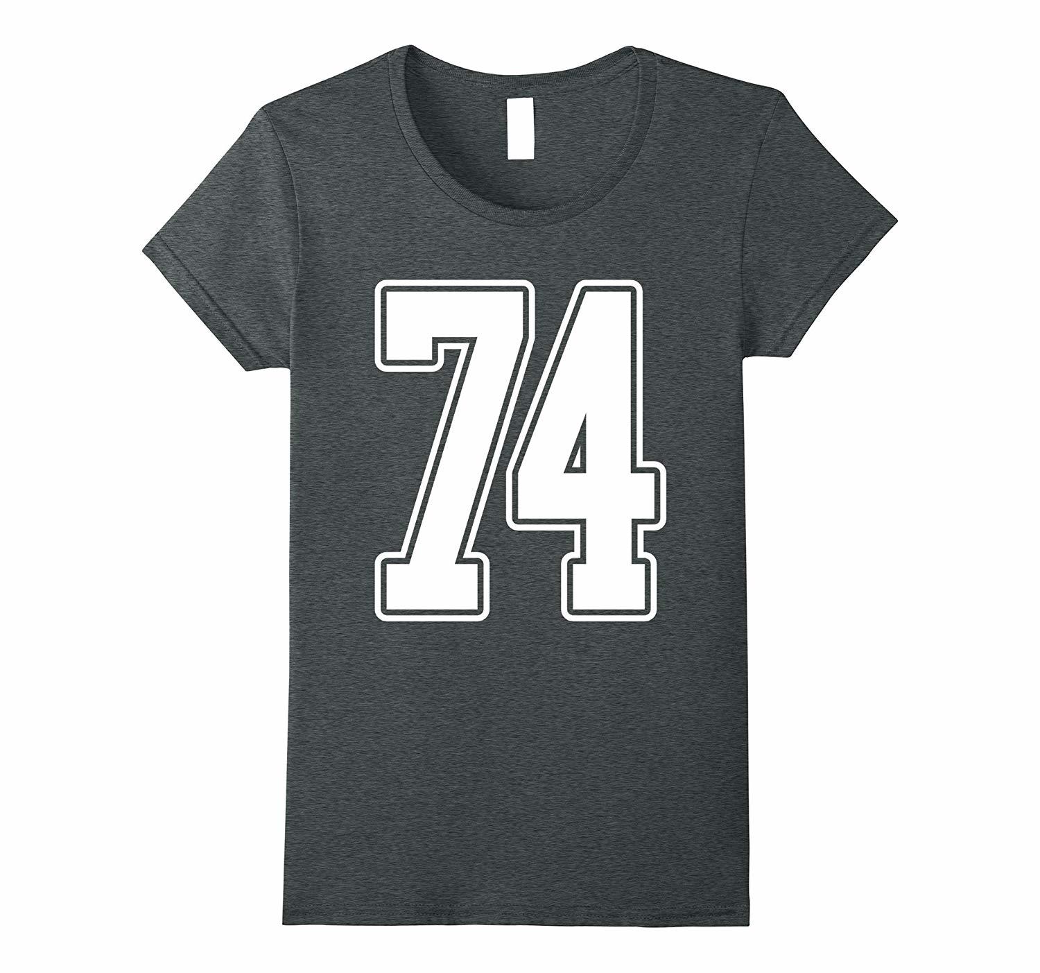 New Tee - #74 White Outline Number 74 Sports Fan Jersey Style T-Tee ...