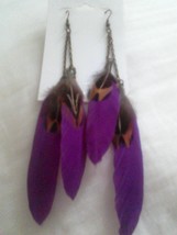 Fashion Jewelry feather EARRINGS PURPLE  w/ antique chains Bracelets  - $6.99