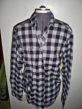 Mens Guys Quiksilver Buffalo Plaid Button Up Woven Tee Shirt Black/Gray New $45 - $29.99