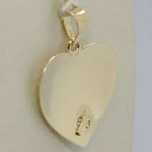 18K YELLOW GOLD HEART PENDANT, CHARMS, FINELY WORKED, CURVED, MADE IN ITALY image 3