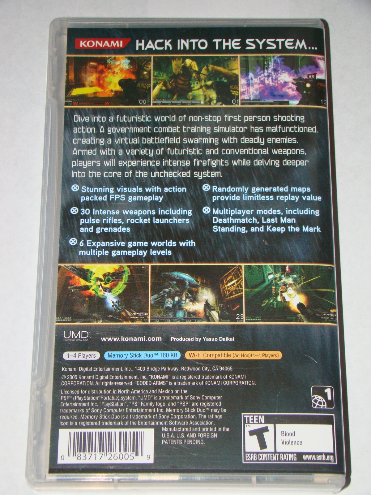 Sony Psp Umd Game - Coded Arms (complete With Manual) - Video Games