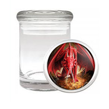Odorless Air Tight Medical Glass Jar Dragon Design-002 Custom Mythology Legends - $12.95
