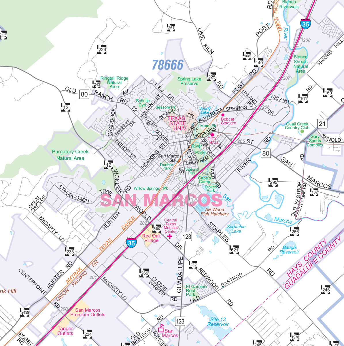 Greater Austin, Texas Detailed Region Wall Map with Zip Codes (2 large ...