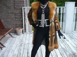 Designer Unique Dworkins Full length spotted fur &amp; Red fox Fur coat jack... - $1,484.99