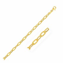 14k Yellow Gold Anklet with Flat Hammered Oval Links - $329.99