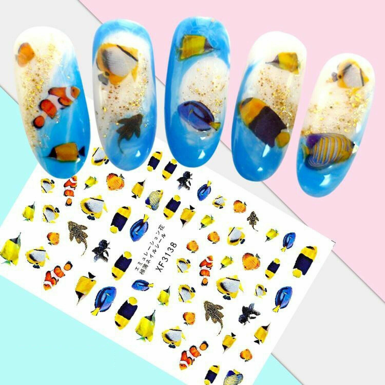Nail Art 3D Stickers Design Decoration Tips Self Adhesive Tropical Fish XF3138