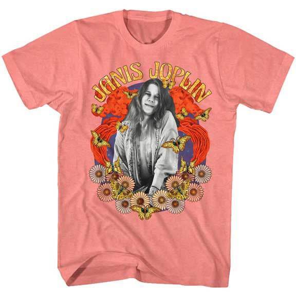 Janis Joplin Butterflies & Sunflowers Coral Colored Shirt   SMALL Only - $24.99