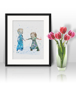 Elza and Anna Frozen Disney Printable Art Prints Poster watercolor Painting - $2.80