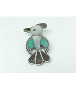 BIRD BROOCH Pin in STERLING Silver with Mother of Pearl and Turquoise - ... - $45.50