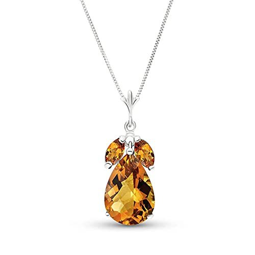 Galaxy Gold GG 14k 24 White Gold Necklace with Natural Citrine Pendant