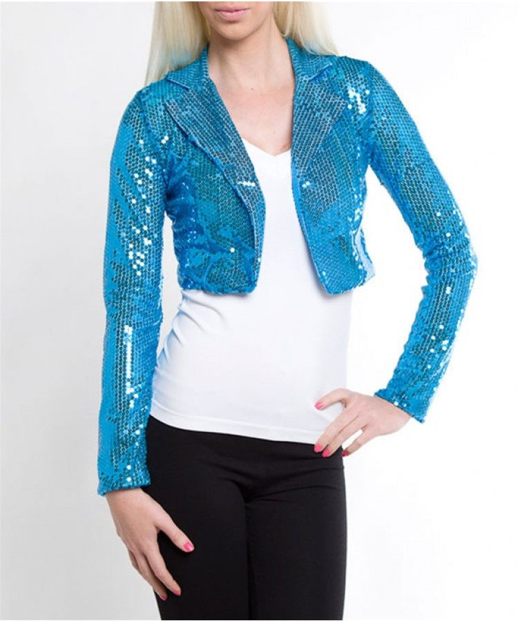 aqua sequin blazer