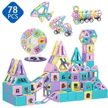 78 Pcs Magnet Toys Kids Magnetic Building Tiles 3D Macaron Colors Magn - $49.99