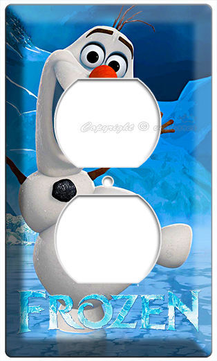 DISNEY FROZEN SMILING OLAF SNOWMAN WINTER FUN POWER OUTLET WALL PLATE  PLAY ROOM