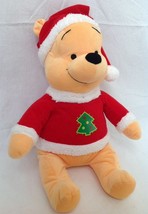 Disney Plush Winnie the Pooh Santa Claus Christmas Sweater Stuffed Anima... - $14.95