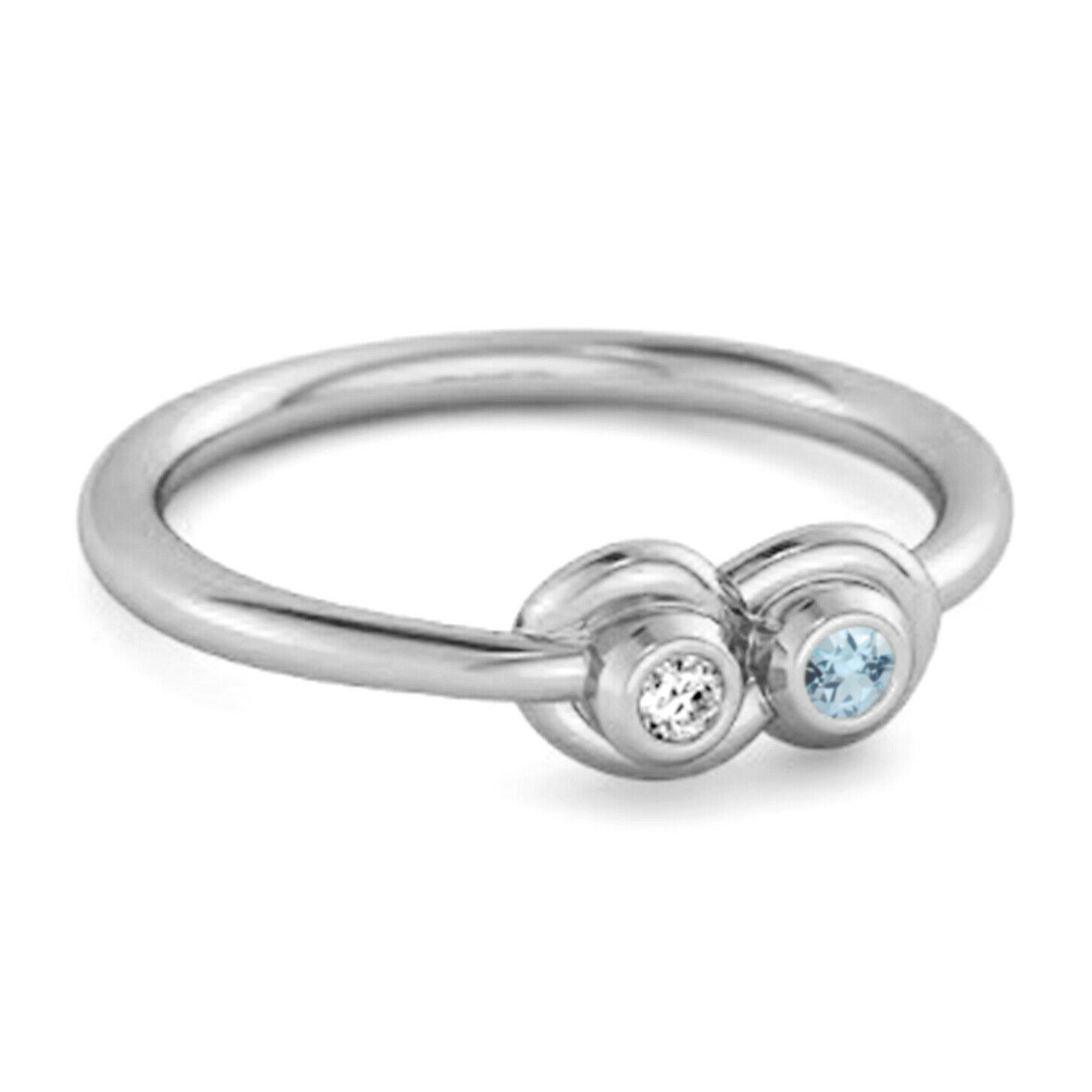 Dual Stone 0.10 Cts Blue Topaz 9k White Gold Infinity Lovers Ring
