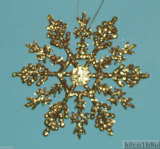 GOLD Glittered 4&quot; Plastic Snowflake Ornaments 10 pieces - $6.00