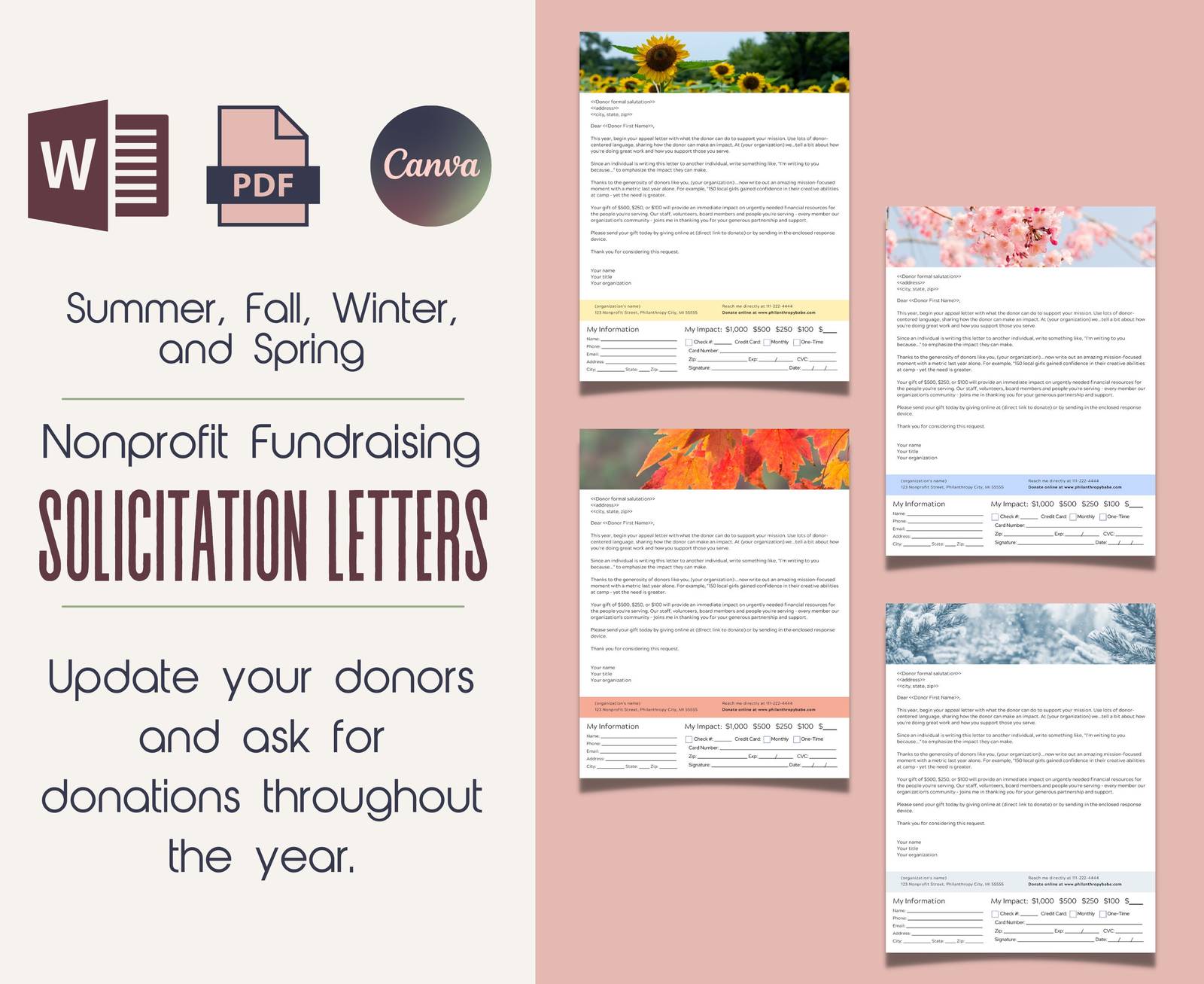 Holiday Solicitation Letter Templates | Spring, Summer, Fall, and Winter Donatio