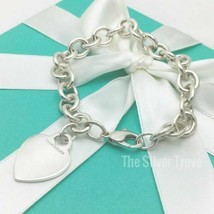 Medium Tiffany & CO Sterling Silver Heart Tag Charm Bracelet Blank Heart - $249.00