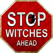 Halloween Stop Witches Ahead Metal Sign 12&quot; Wall Decor - DS - $23.95