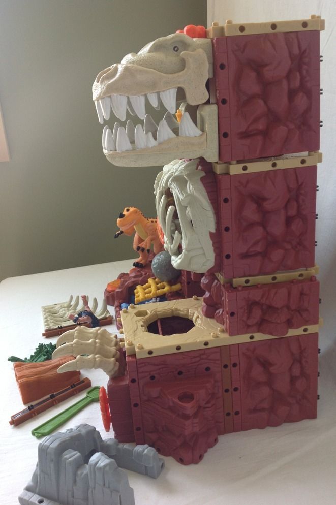 Imaginext T Rex Mountain Dinosaur Play Set Cave Man Sounds w