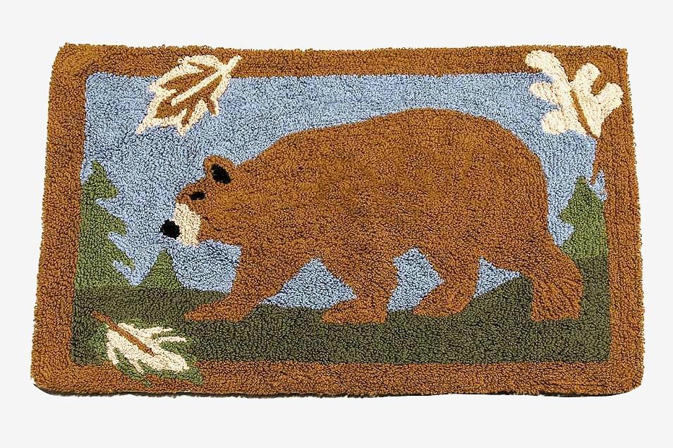 Northwoods Bear Bath Rug Bathroom Rustic Lodge Landscape Scene Satuday