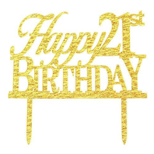 Glitter Gold Acrylic Happy 21st Birthday Cake Topper Decoration, 21 ...