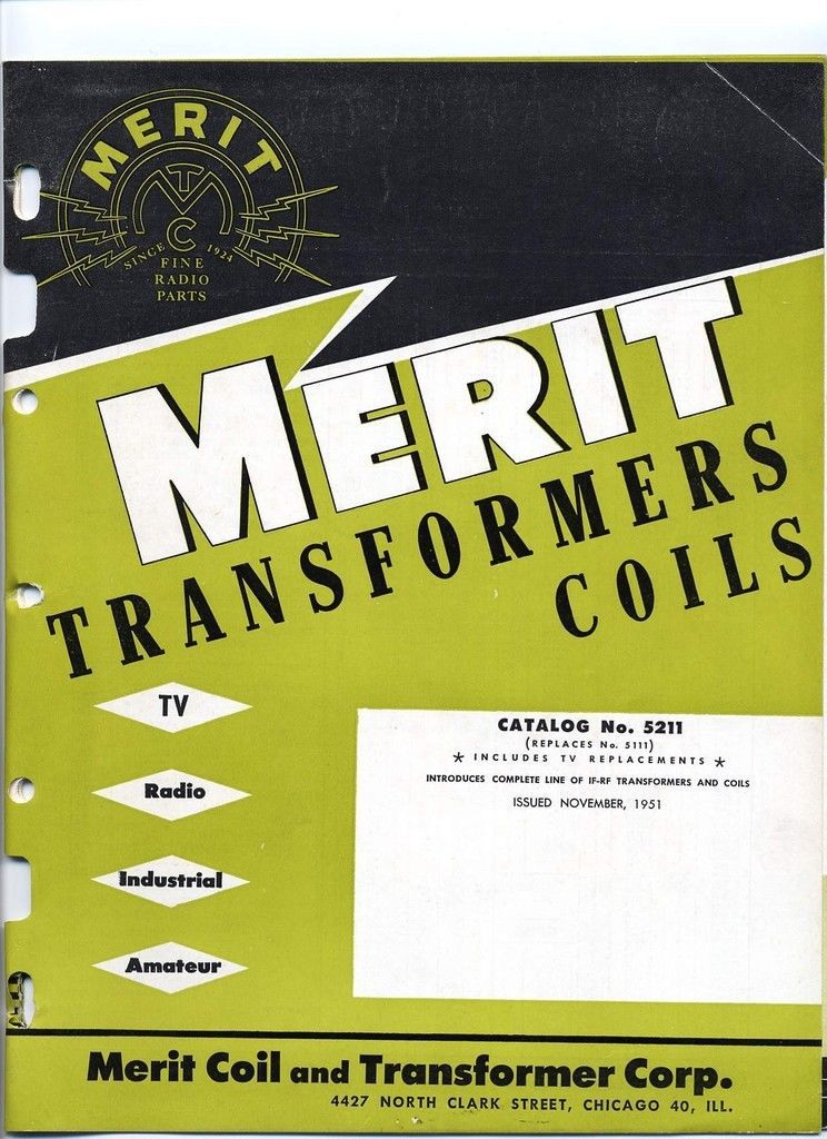 Merit Transformers Coils * Radio * TV * Industrial * Amateur * CDROM PDF