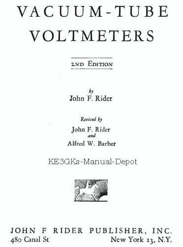 1941 and 1951 Vacuum Tube Voltmeters - John Rider - on CDROM