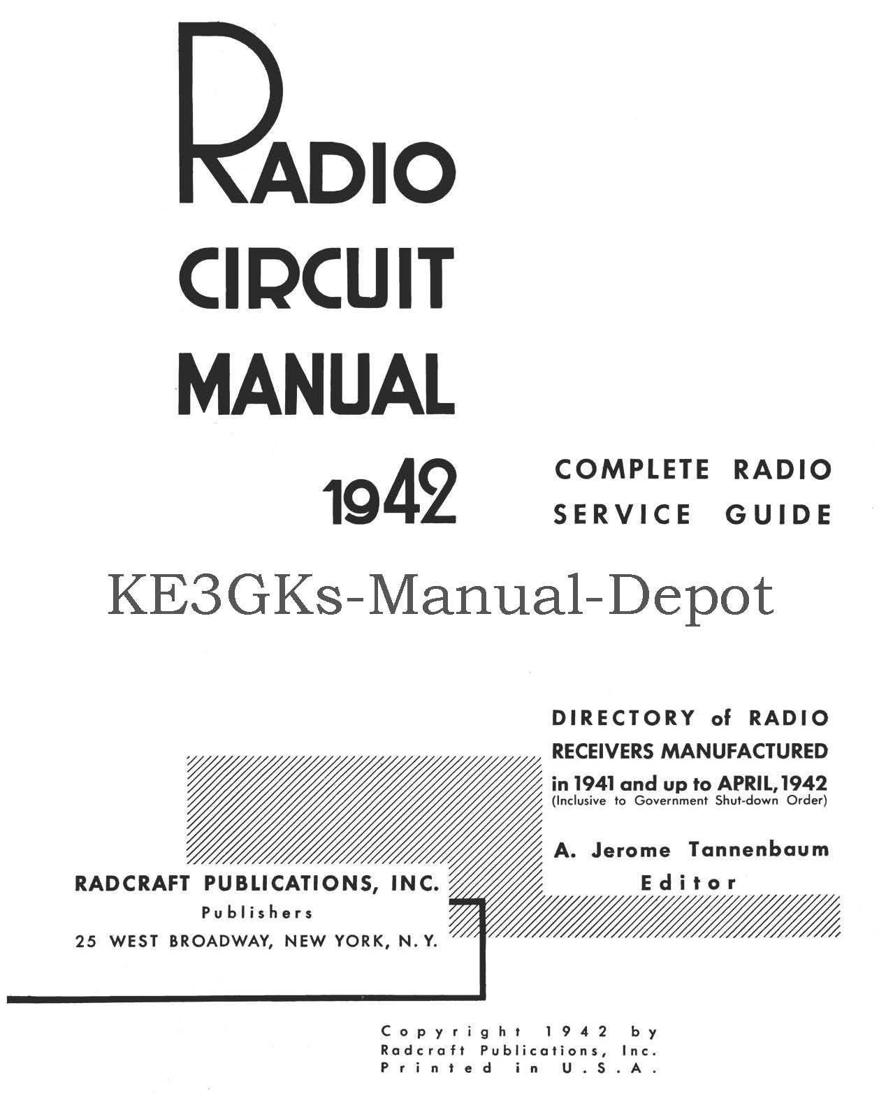 1942 Radio Circuit Manual * Gernsback * RadioCraft * PDF * CDROM