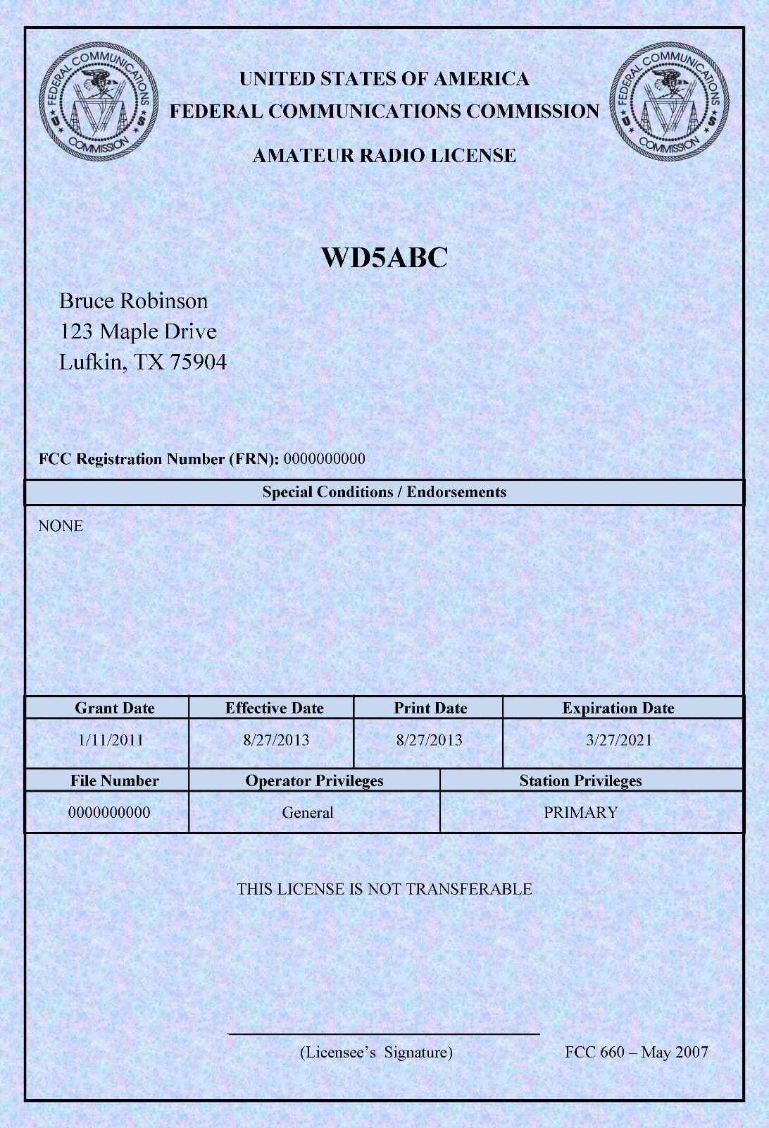 FCC Amateur Radio License Print * Large BOQUET *  image photo