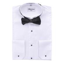 Berlioni Italy Men's Tuxedo Dress Shirt Wingtip & Laydown Collar with Bow-Tie image 4
