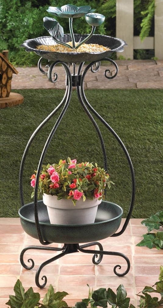 Metal BIRDFEEDER and PLANTER 32 inch high multipurpose feeder decor