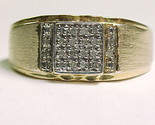 MEN'S DESIGNER Signed GOLD on Sterling Vintage RING with 20 Genuine DIAMONDS 