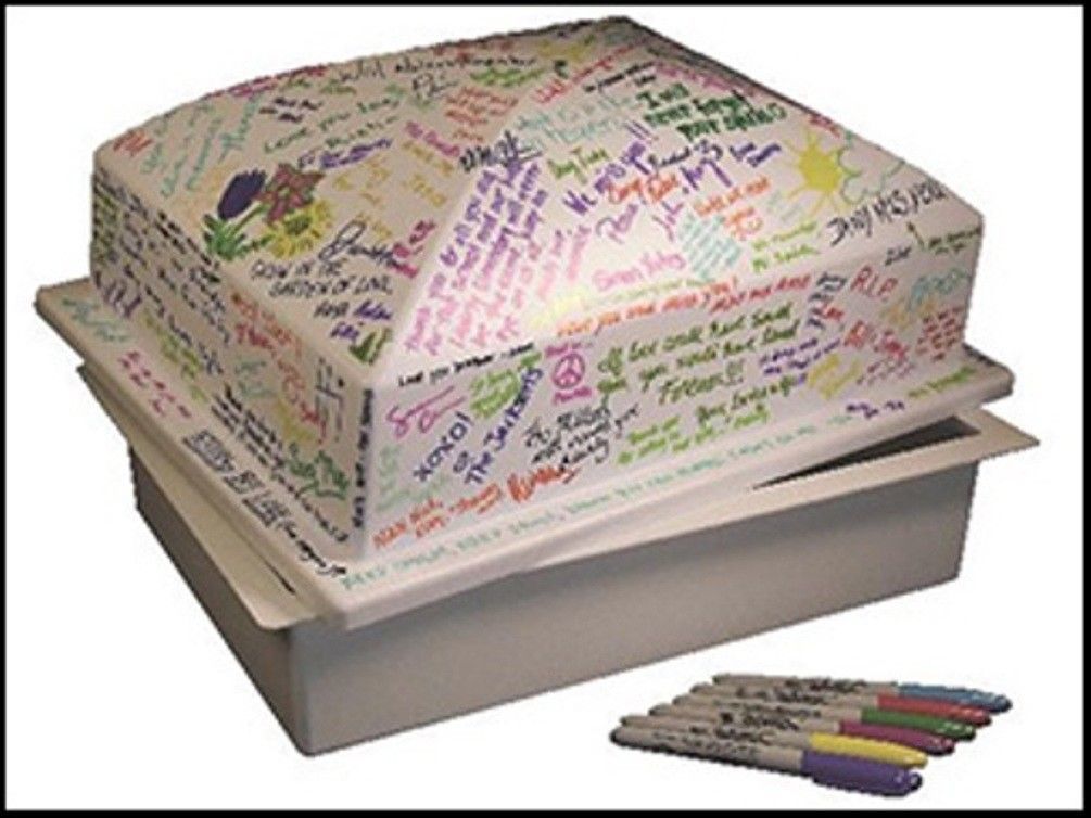 ExtraLarge White Polymer Double Funeral Cremation Urn Burial Vault