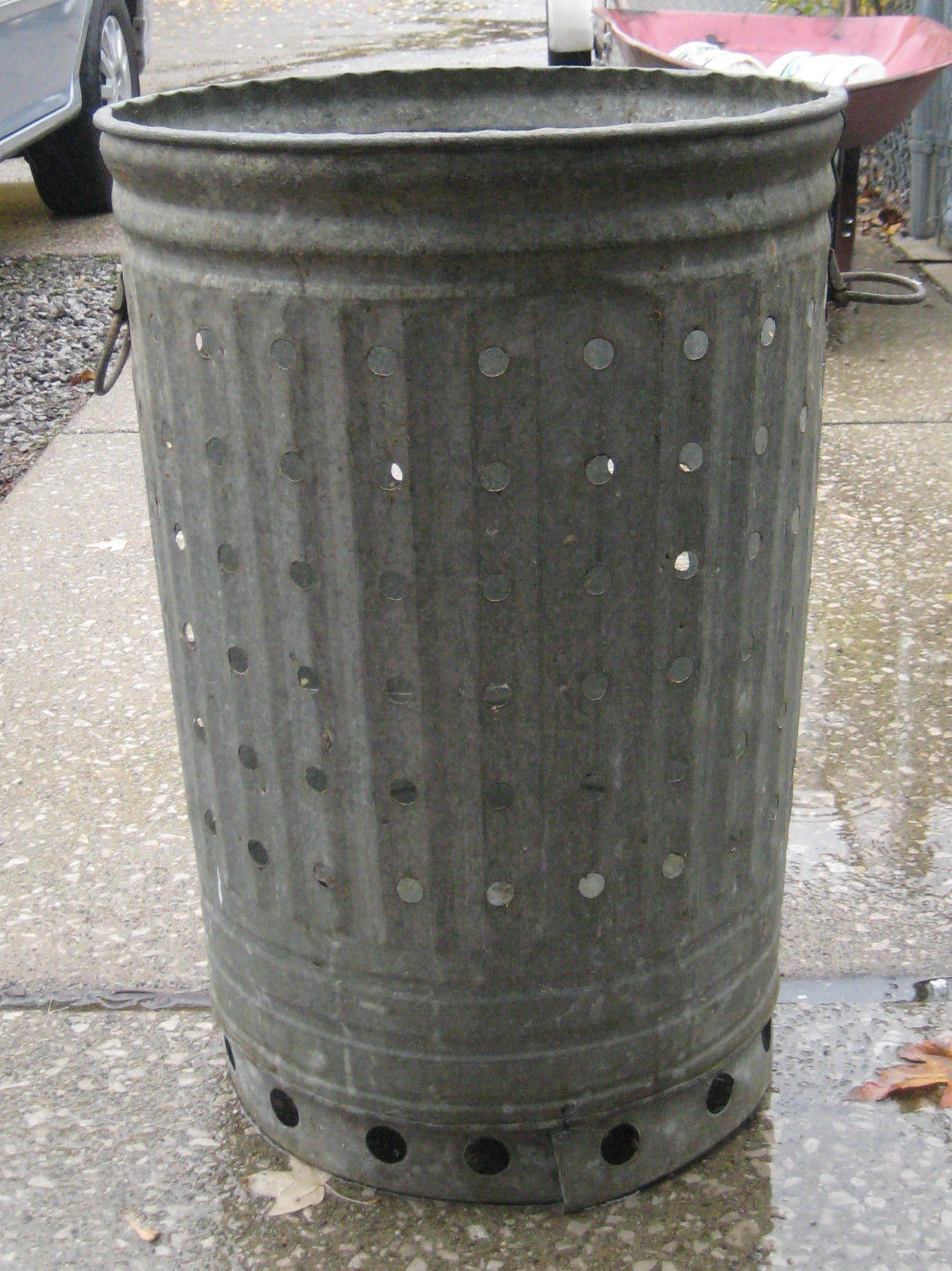 Vtg Galvanized Trash Can W/Air HOLES and 50 similar items