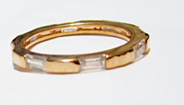 White Topaz Baguette Eternity Ring, 18K Rose Gold / Silver, Size 7, 0.55... - $25.00