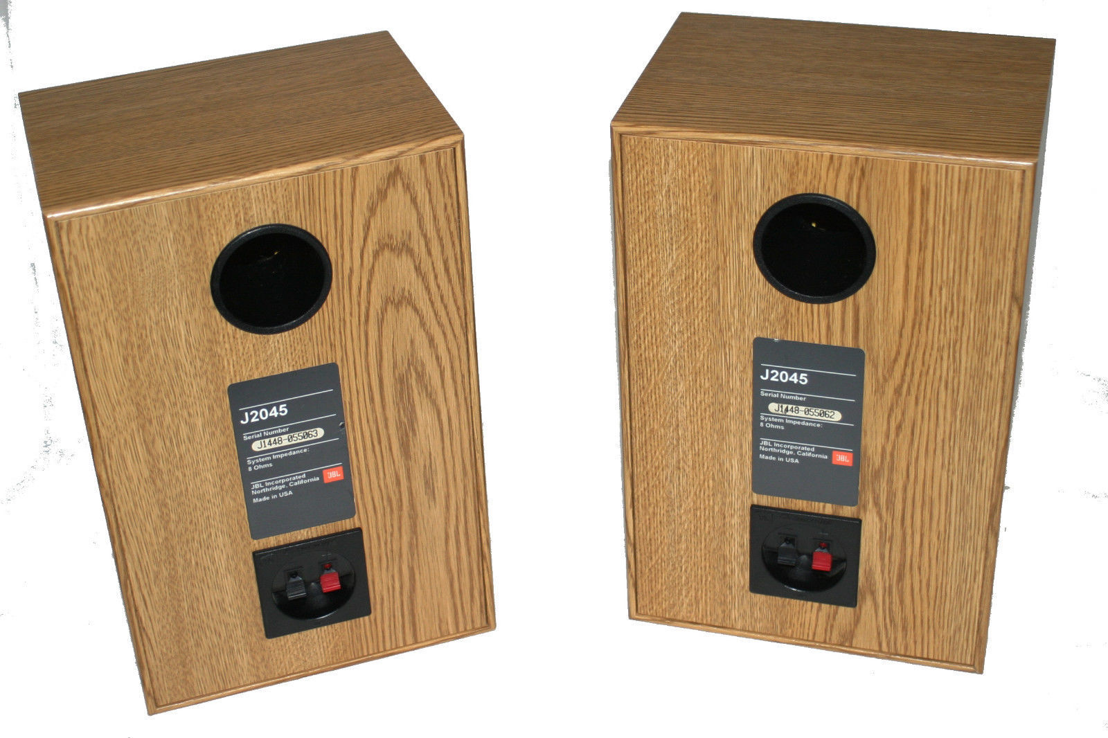 JBL J2045 Oak Stereo Bookshelf Speakers 51/4" 80W Pair VG Working