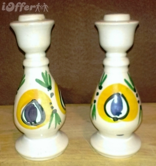 PUERTO RICAN POTTERYLOS BOHIOS PUERTO RICO TWO CANDLE HOLDERS 6" Vases