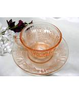 2174 Antique Federal Glass Pink Sharon Cup N Saucer - $13.00