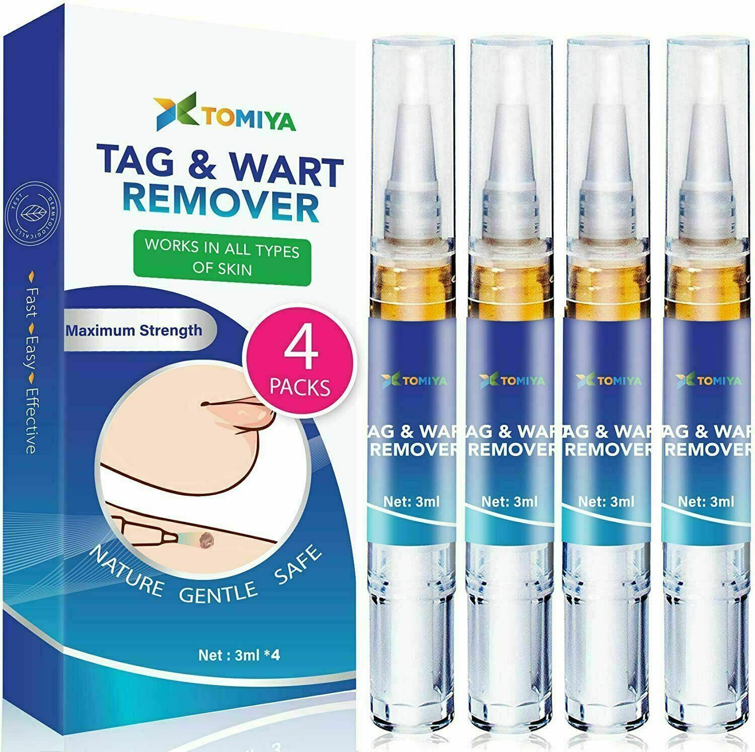 4 Pack Tomiya Skin Tag & Wart Remover - Plantar Warts - Corns Callus - Exp 10/23