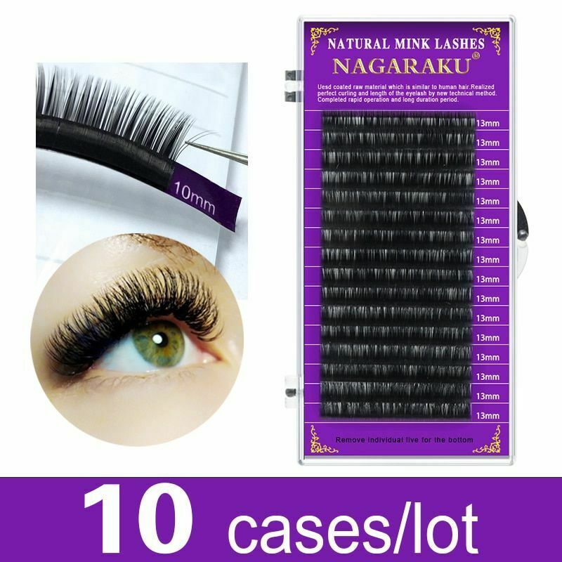 Faux mink eyelash extension individual cilios lot NAGARAKU 10 cases