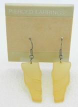 VTG 1980's Translucent Yellow Acrylic Abstract Hook Dangle Earrings - $7.92