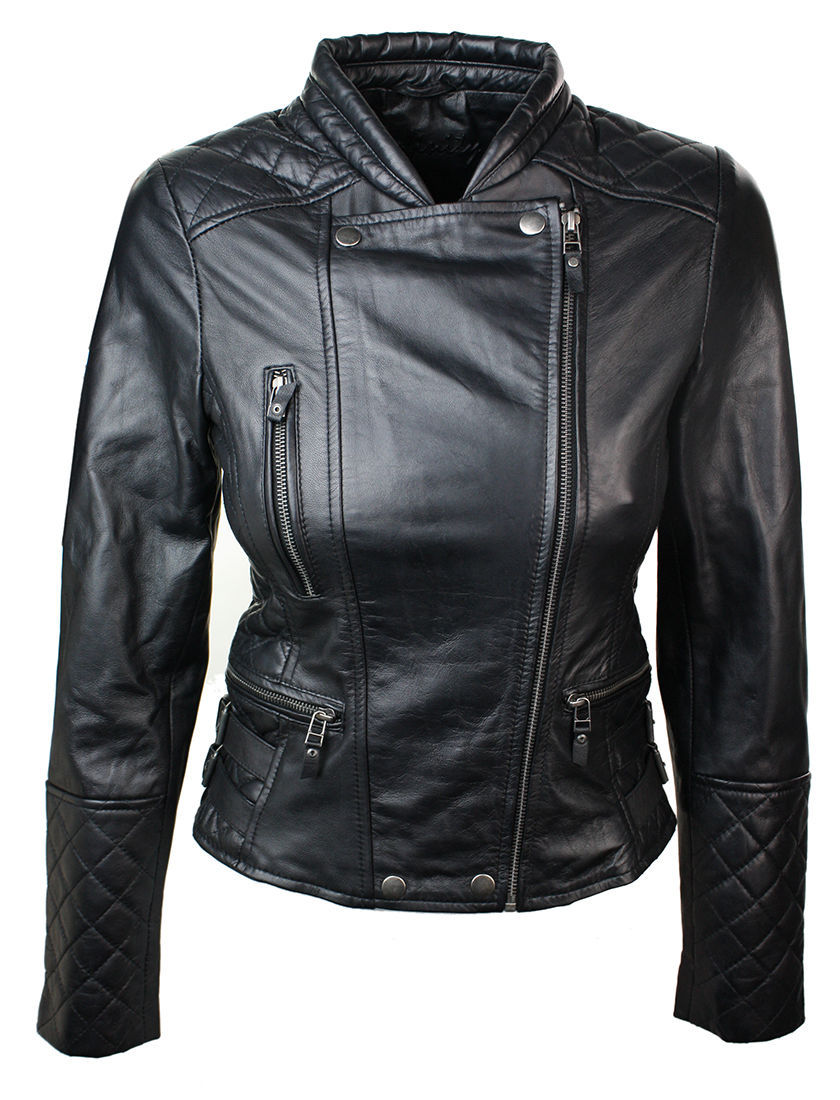 New Women Genuine Leather Slim Fit,Quilted Biker Fasion New Women Genuine Leather Slim Fit,Quilted Biker Fasion