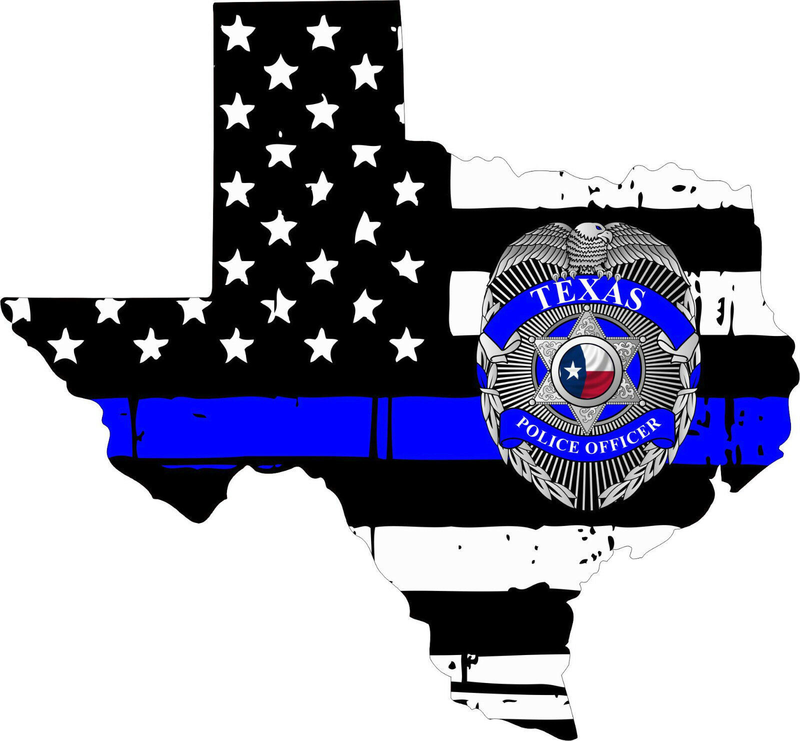 Thin Blue Line Decal State Of Texas Police Officer Seal Decal