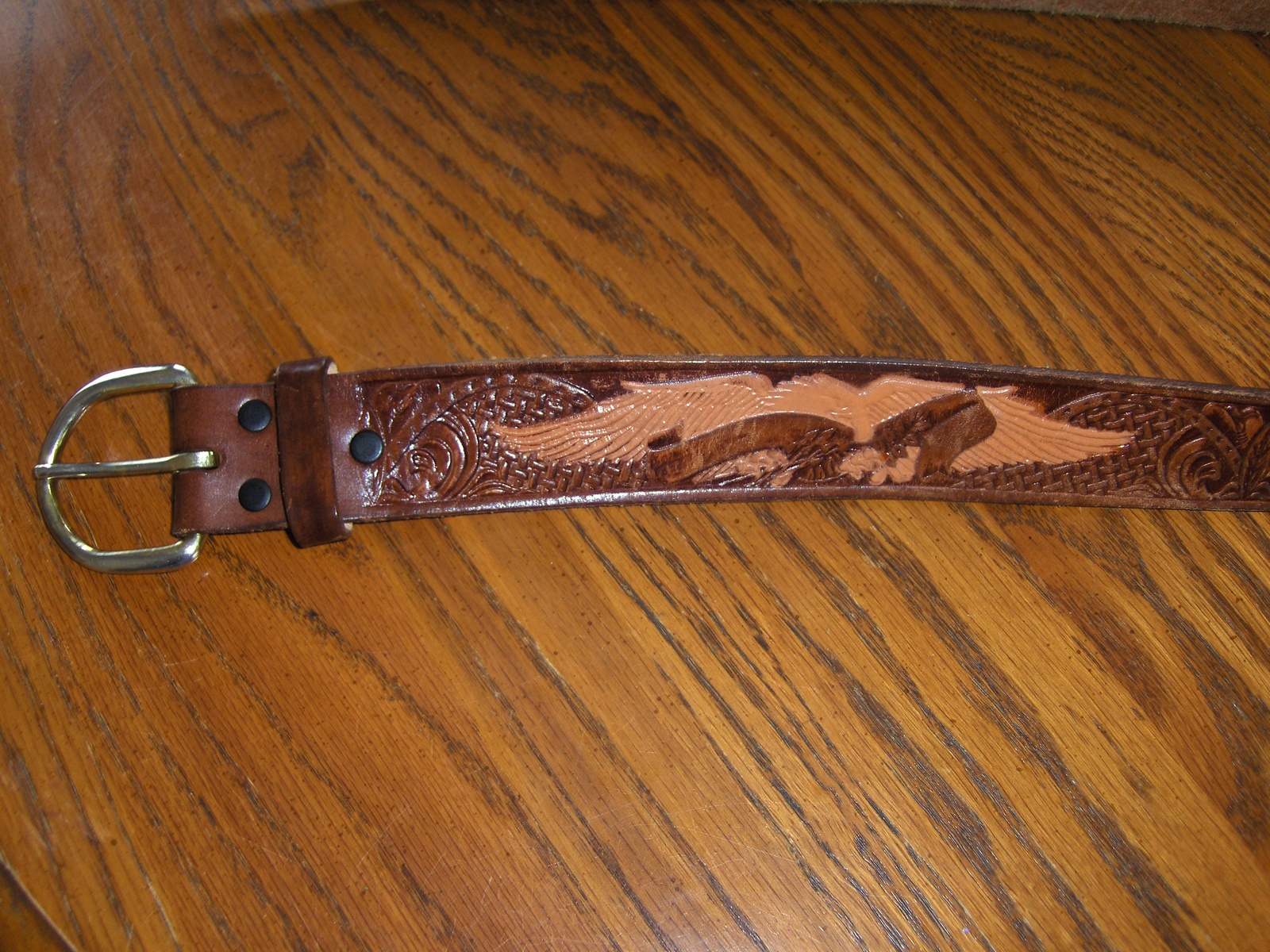 Mens or Teen Boys Brown Leather Belt Eagle 40 inch - Belts