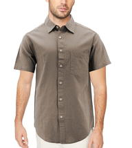 Men's Short Sleeve Cotton Linen Casual Lightweight Collared Button Up Shirt image 13