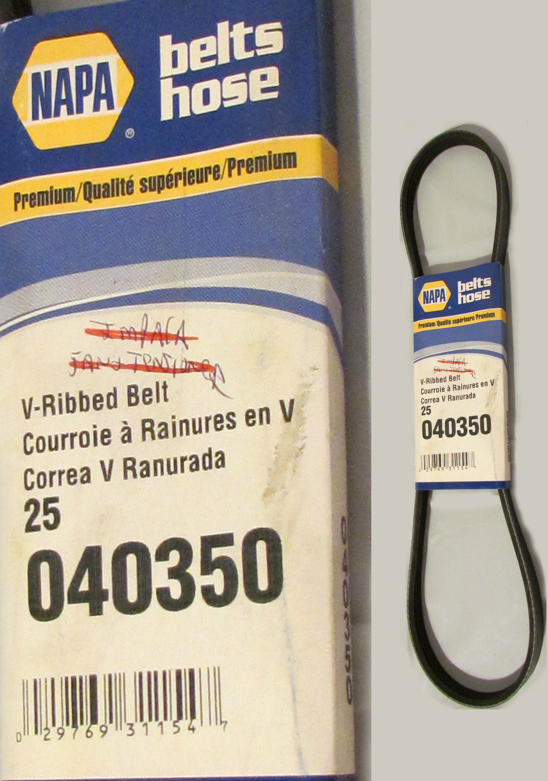 Gates K040350 Serpentine Belt VRib Napa 25040350 9/16"x 355/8" 14mm