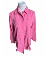 Vtg Lacoste Shirt Jacket women pink 40 medium Large Long Snap Button Izod - $39.55