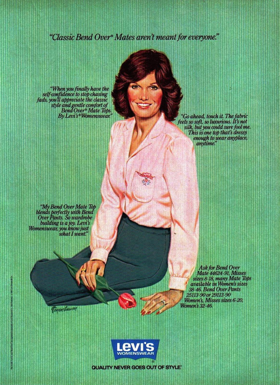1981 Levi's Women's Bend Over Mate Top Full Page Color ...