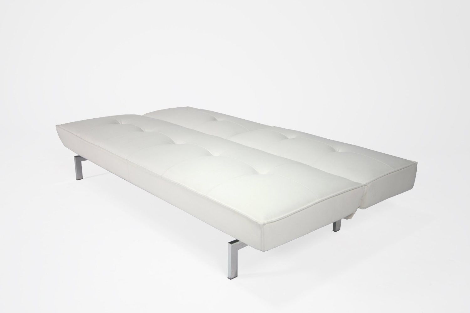 white faux leather futon sofa bed